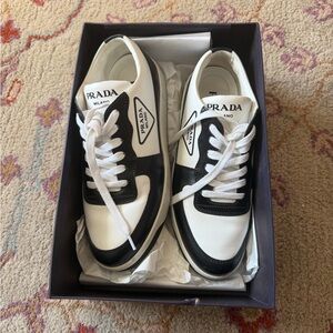 Prada Monochrome Leather Sneakers